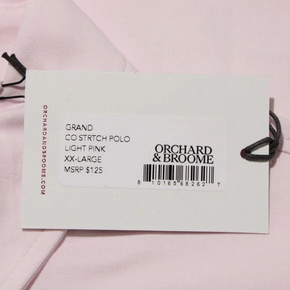 Orchard & Broome NWT Grand Short Sleeve Polo Shirt Size XXL in Pink Cotton Blend